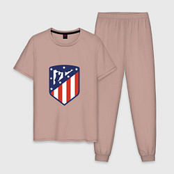Пижама хлопковая мужская Atletico Madrid, цвет: пыльно-розовый