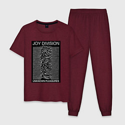 Пижама хлопковая мужская Joy Division: Unknown Pleasures, цвет: меланж-бордовый