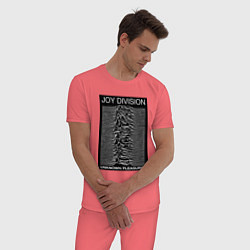 Пижама хлопковая мужская Joy Division: Unknown Pleasures, цвет: коралловый — фото 2