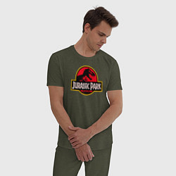 Пижама хлопковая мужская Jurassic Park, цвет: меланж-хаки — фото 2