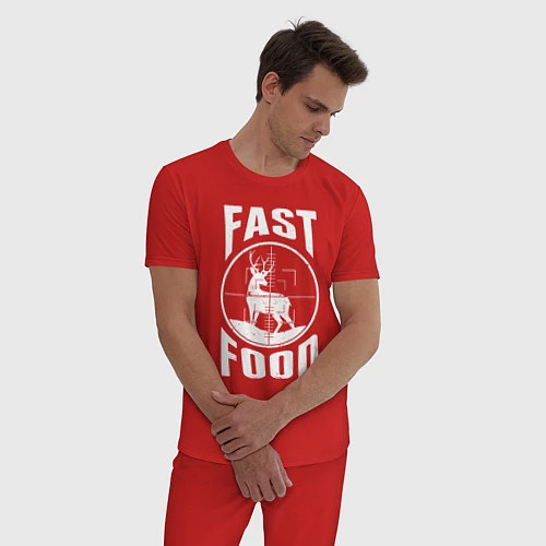 Мужская пижама FAST FOOD олень в прицеле / Красный – фото 3