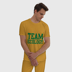 Пижама хлопковая мужская Команда экологов, цвет: горчичный — фото 2