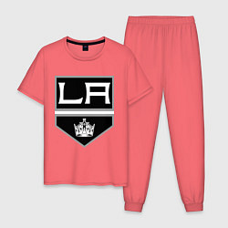 Пижама хлопковая мужская Los Angeles Kings цвета коралловый — фото 1