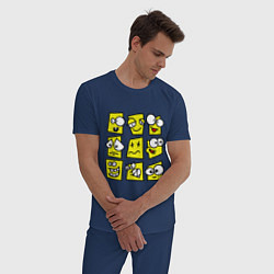 Пижама хлопковая мужская Смайликов кучка, цвет: тёмно-синий — фото 2