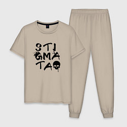 Пижама хлопковая мужская Stigmata, цвет: миндальный