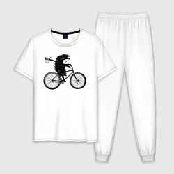 Мужская пижама Ежик на велосипеде