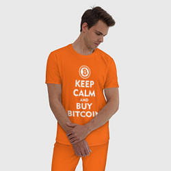 Пижама хлопковая мужская Keep Calm & Buy Bitcoin цвета оранжевый — фото 2