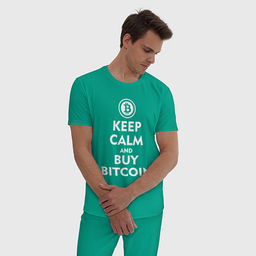 Мужская пижама Keep Calm & Buy Bitcoin / Зеленый – фото 3