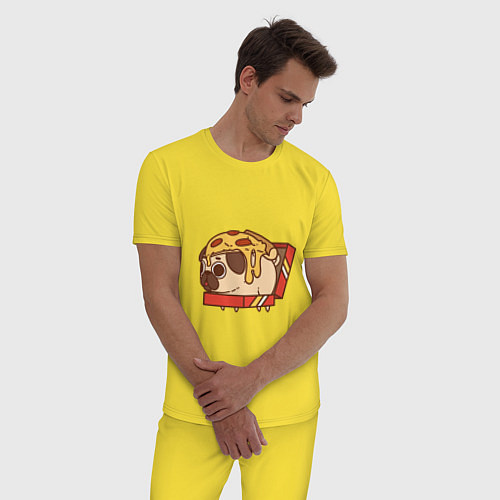 Мужская пижама Мопс-пицца / Желтый – фото 3
