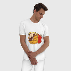 Пижама хлопковая мужская Мопс-картофель фри, цвет: белый — фото 2
