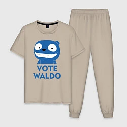 Пижама хлопковая мужская Vote Waldo, цвет: миндальный