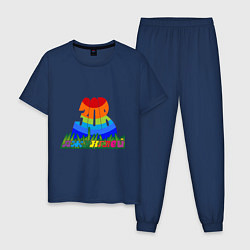 Пижама хлопковая мужская Зов джунглей, цвет: тёмно-синий