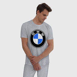 Пижама хлопковая мужская Logo BMW, цвет: меланж — фото 2