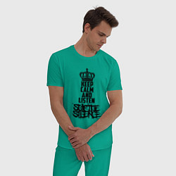 Пижама хлопковая мужская Keep Calm & Listen Suicide Silence цвета зеленый — фото 2