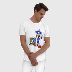 Пижама хлопковая мужская Sonic TV, цвет: белый — фото 2
