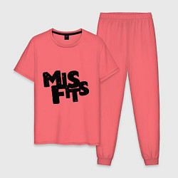 Пижама хлопковая мужская Misfits цвета коралловый — фото 1