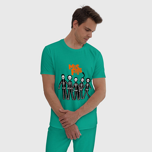 Мужская пижама Misfits Skeletons / Зеленый – фото 3