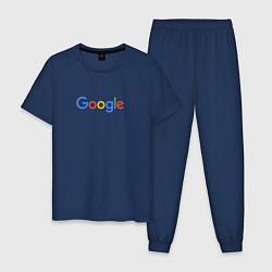 Пижама хлопковая мужская Google, цвет: тёмно-синий