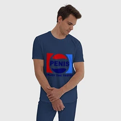 Пижама хлопковая мужская Penis. Enjoy the taste, цвет: тёмно-синий — фото 2