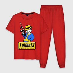 Пижама хлопковая мужская Fallout 3 Man, цвет: красный
