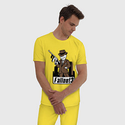 Пижама хлопковая мужская Fallout Man with gun, цвет: желтый — фото 2