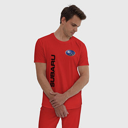 Пижама хлопковая мужская Subaru Style, цвет: красный — фото 2