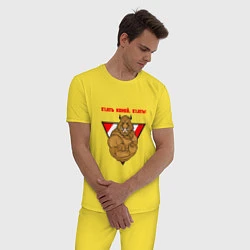 Пижама хлопковая мужская Свиньи против коней, цвет: желтый — фото 2
