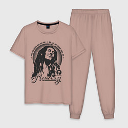 Пижама хлопковая мужская Bob Marley: Island, цвет: пыльно-розовый