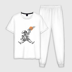 Пижама хлопковая мужская Космонавт Джордан, цвет: белый