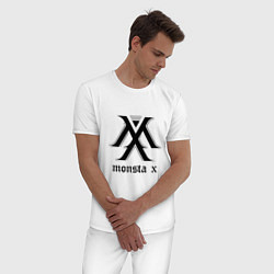 Пижама хлопковая мужская Monsta X, цвет: белый — фото 2
