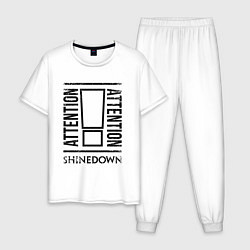 Пижама хлопковая мужская Shinedown: Attention, цвет: белый