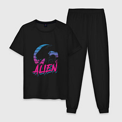 Пижама хлопковая мужская Alien: Retro Style, цвет: черный