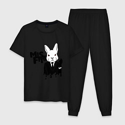Пижама хлопковая мужская Misfits Rabbit, цвет: черный
