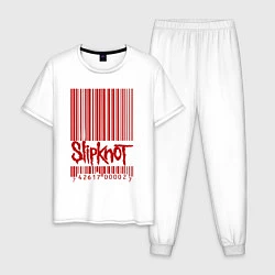 Пижама хлопковая мужская Slipknot: barcode, цвет: белый