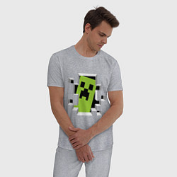 Пижама хлопковая мужская Crash Minecraft, цвет: меланж — фото 2