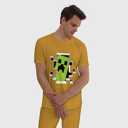 Пижама хлопковая мужская Crash Minecraft, цвет: горчичный — фото 2
