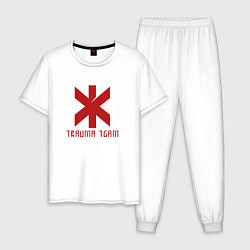 Пижама хлопковая мужская Cyberpunk 2077: TRAUMA TEAM, цвет: белый