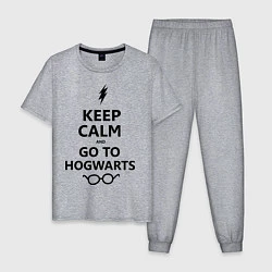 Пижама хлопковая мужская Keep Calm & Go To Hogwarts, цвет: меланж
