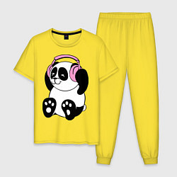 Мужская пижама Panda in headphones панда в наушниках