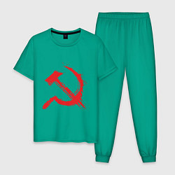 Пижама хлопковая мужская Cерп и молот, цвет: зеленый