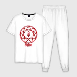 Пижама хлопковая мужская Slipknot Penragram, цвет: белый