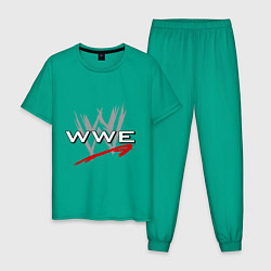Пижама хлопковая мужская WWE Fight, цвет: зеленый