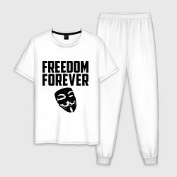 Пижама хлопковая мужская Freedom forever цвета белый — фото 1