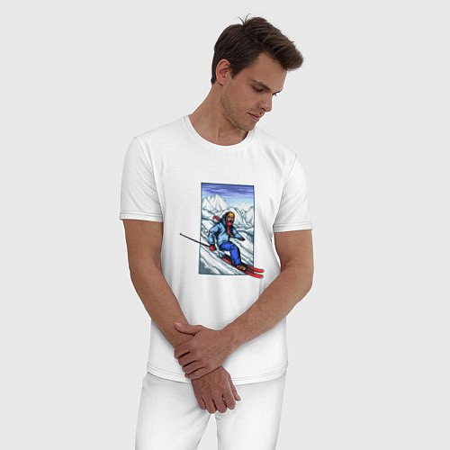 Мужская пижама Лыжный Спорт / Белый – фото 3