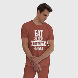 Пижама хлопковая мужская Eat Sleep Fortnite Repeat, цвет: кирпичный — фото 2