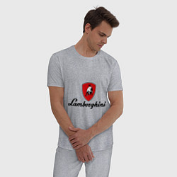 Пижама хлопковая мужская Logo lamborghini, цвет: меланж — фото 2