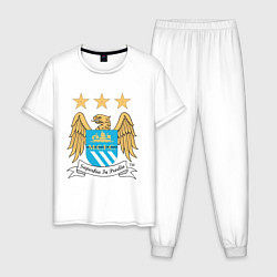 Пижама хлопковая мужская Manchester City FC, цвет: белый