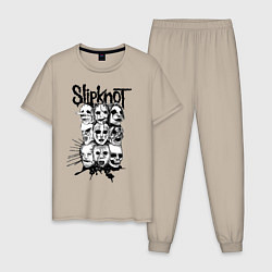 Пижама хлопковая мужская Slipknot Faces, цвет: миндальный