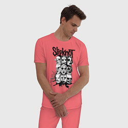 Пижама хлопковая мужская Slipknot Faces, цвет: коралловый — фото 2