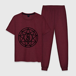 Пижама хлопковая мужская Slipknot Pentagram, цвет: меланж-бордовый
